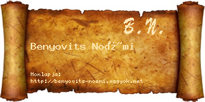 Benyovits Noémi névjegykártya